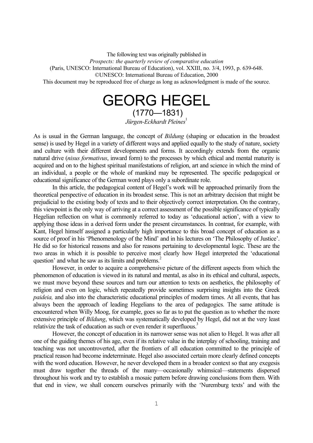 J rgen- Eckhardt Pleines1993 Georg Hegel